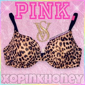 Y2K HTF Victoria’s Secret PINK Leopard Push Up Bra Retired NOS